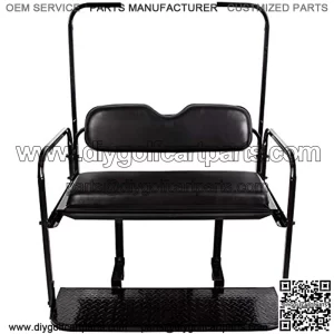 Flip Folding Rear Back Seat Kit Compatible with 1995-Up EZGO TXT Golf Cart w/ roof support - You Will Receive 2 Packages