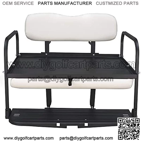 Yamaha Drive G29 Golf Cart Flip Folding Rear Back Seat Kit - White - Image 4