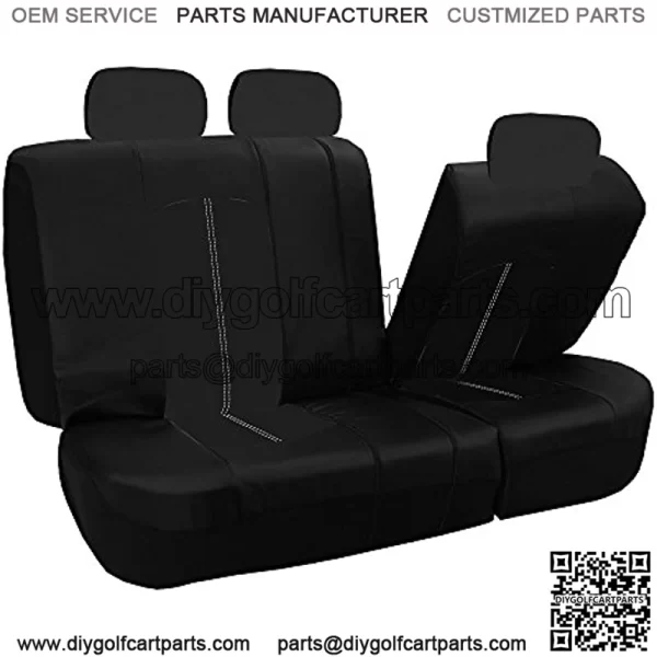 FH Group Highest Grade Faux Leather Split Bench Seat Cover, Rear Set ?C Universal Fit for Cars Trucks & SUVs (Solid Black) PU008013 - Image 3