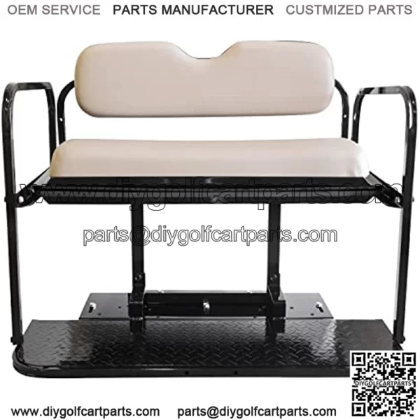 EZGO RXV Golf Cart Rear Flip Seat Kit with Steel Frame | Compatible with 2008 & Up EZGO RXV/Freedom RXV Models - Image 3