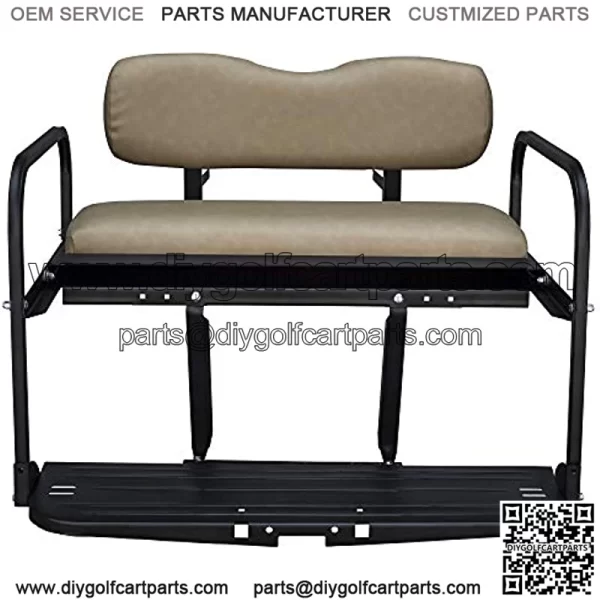 EZGO Marathon (Pre-1994) Golf Cart Flip Folding Rear Back Seat Kit - Tan - Image 2