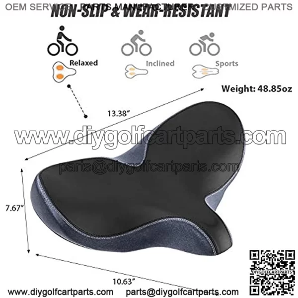 Oversized Comfort Bike Seat Comfortable Replacement Bike Saddle Memory Foam Soft Bike Saddle Waterproof Universal Fit Bicycle Seat for Women Men - Image 2