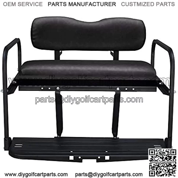 Yamaha Drive G29 Golf Cart Flip Folding Rear Back Seat Kit - Black - Image 2