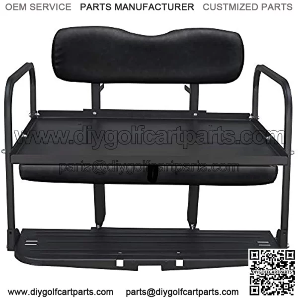 Yamaha Drive G29 Golf Cart Flip Folding Rear Back Seat Kit - Black - Image 3