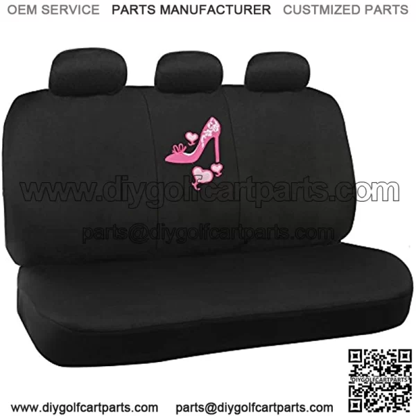 Lady High Heel Shoe Seat Covers for Car w/ Triple Pink Hearts Auto Accessories Interior Car Truck SUV Combo Kit Gift Set - 9PC - Image 3