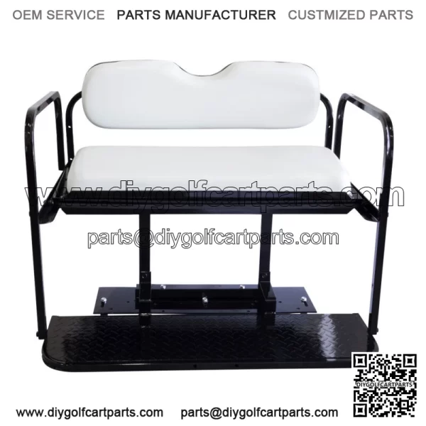 Club Car DS Golf Cart Flip Folding Rear Back Seat Kit for 2000.5-Up - Off White - Image 3