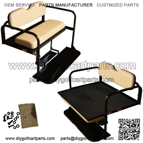 Yamaha G14, G16, G19, G22 Golf Cart Flip Folding Rear Back Seat Kit - Tan