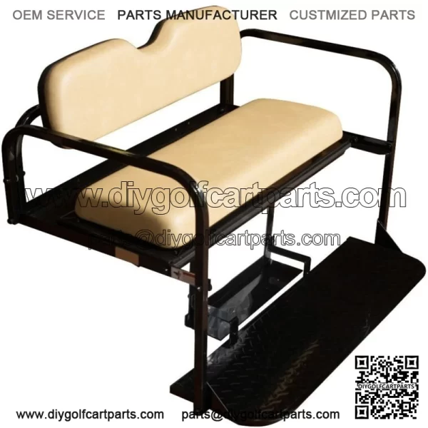 Yamaha G14, G16, G19, G22 Golf Cart Flip Folding Rear Back Seat Kit - Tan - Image 2