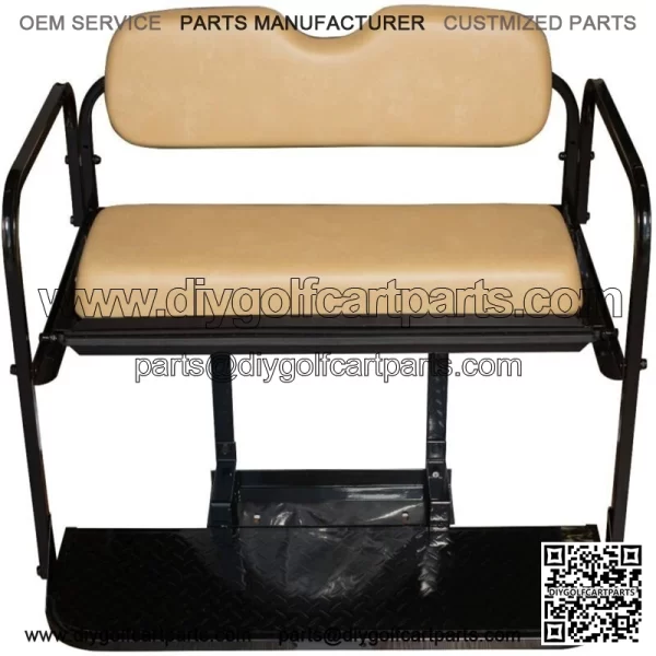 Yamaha G14, G16, G19, G22 Golf Cart Flip Folding Rear Back Seat Kit - Tan - Image 4