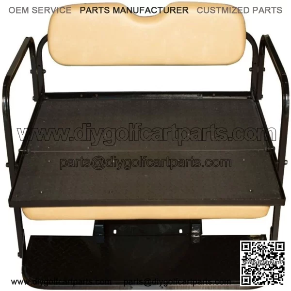 Yamaha G14, G16, G19, G22 Golf Cart Flip Folding Rear Back Seat Kit - Tan - Image 5