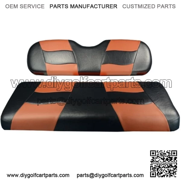 Golf Cart Flip Folding Rear Back Seat Cover, Riptide Black and Moroccan