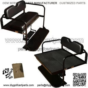 Club Car DS Golf Cart Flip Folding Rear Back Seat Kit for 1982 to 2000.5-Black