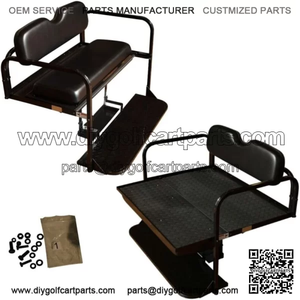 Club Car DS Golf Cart Flip Folding Rear Back Seat Kit for 1982 to 2000.5-Black