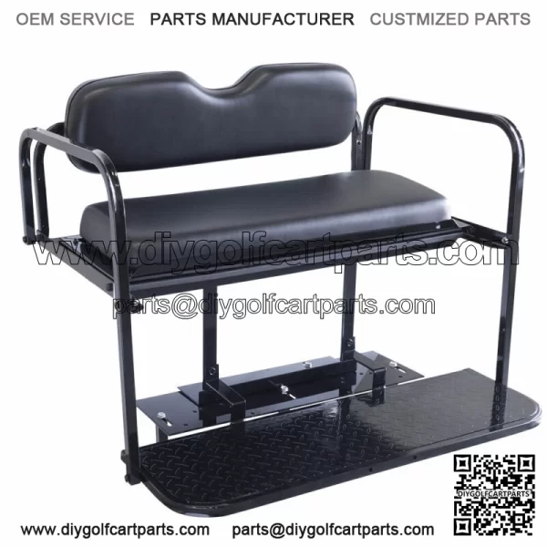 Club Car DS Golf Cart Flip Folding Rear Back Seat Kit for 1982 to 2000.5-Black - Image 2