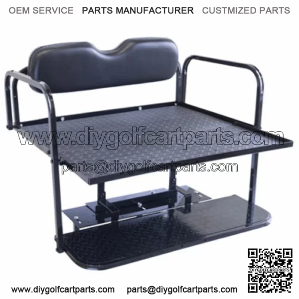Club Car DS Golf Cart Flip Folding Rear Back Seat Kit for 1982 to 2000.5-Black - Image 3