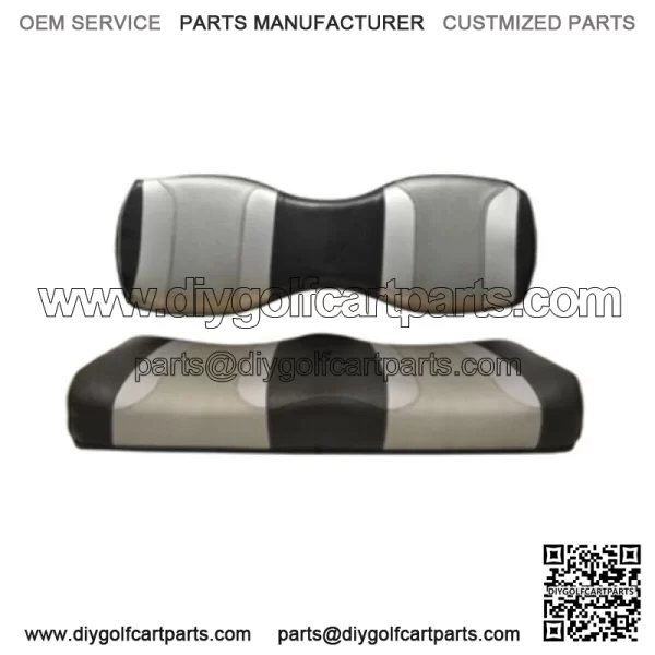 Golf Cart Rear Seat Cushions for Genesis 250/300  - Black/Silver