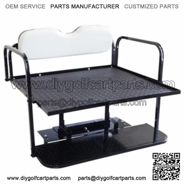 Club Car DS (1982-2000.5) Golf Cart Flip Folding Rear Back Seat Kit - Off White - Image 2