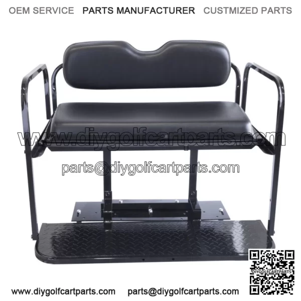 Yamaha Drive G29 Golf Cart Flip Folding Rear Back Seat Kit, 2007 & Up - Black - Image 3