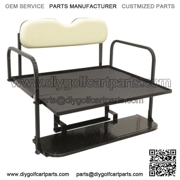 EZGO RXV Golf Cart Flip Folding Rear Back Seat Kit, 2008 and Up - Oyster White - Image 2