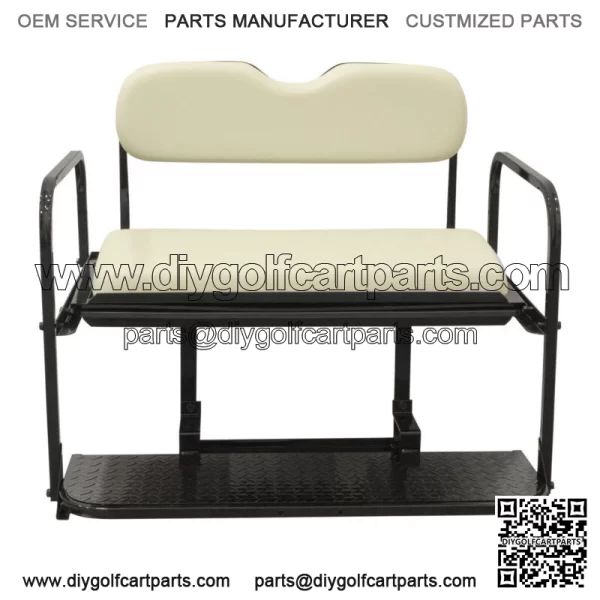 EZGO RXV Golf Cart Flip Folding Rear Back Seat Kit, 2008 and Up - Oyster White - Image 3