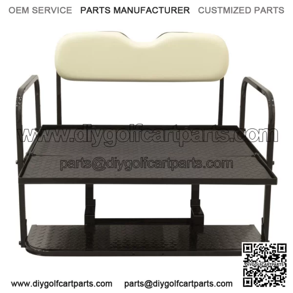 EZGO RXV Golf Cart Flip Folding Rear Back Seat Kit, 2008 and Up - Oyster White - Image 4