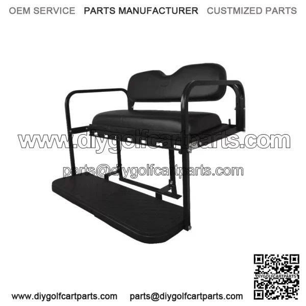 MACH3 Rear Flip Seat for Club Car DS 2000.5 & Up Golf Carts - Black Cushions - Image 2