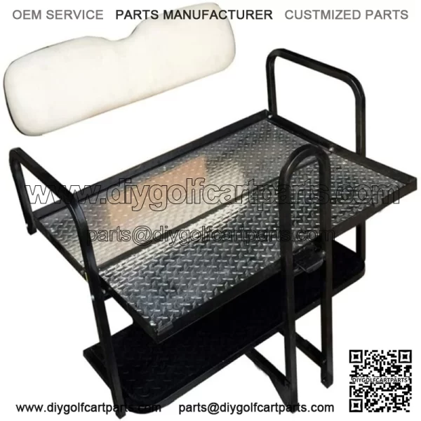 Club Car Precedent Golf Cart Flip Folding Rear Back Seat Kit - Off White Seats - Image 2