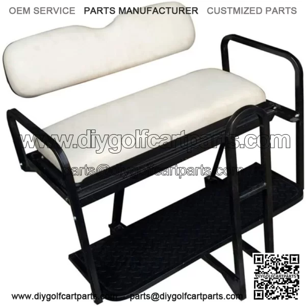 Club Car Precedent Golf Cart Flip Folding Rear Back Seat Kit - Off White Seats - Image 3