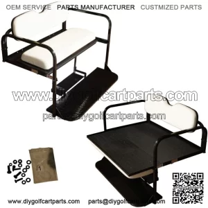 Club Car DS Golf Cart Flip Folding Rear Back Seat Kit - Off White Cushions