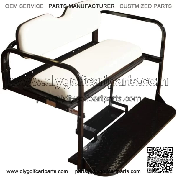 Club Car DS Golf Cart Flip Folding Rear Back Seat Kit - Off White Cushions - Image 2