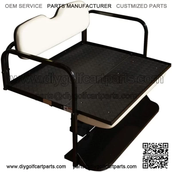 Club Car DS Golf Cart Flip Folding Rear Back Seat Kit - Off White Cushions - Image 3
