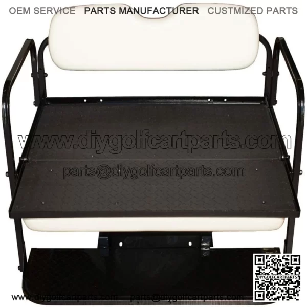 Club Car DS Golf Cart Flip Folding Rear Back Seat Kit - Off White Cushions - Image 5