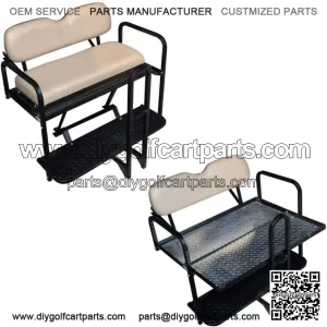 EZGO RXV 2008-2015 Golf Cart Flip Folding Rear Back Seat Kit Diamond Plate-Stone