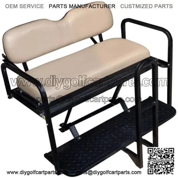 EZGO RXV 2008-2015 Golf Cart Flip Folding Rear Back Seat Kit Diamond Plate-Stone - Image 2