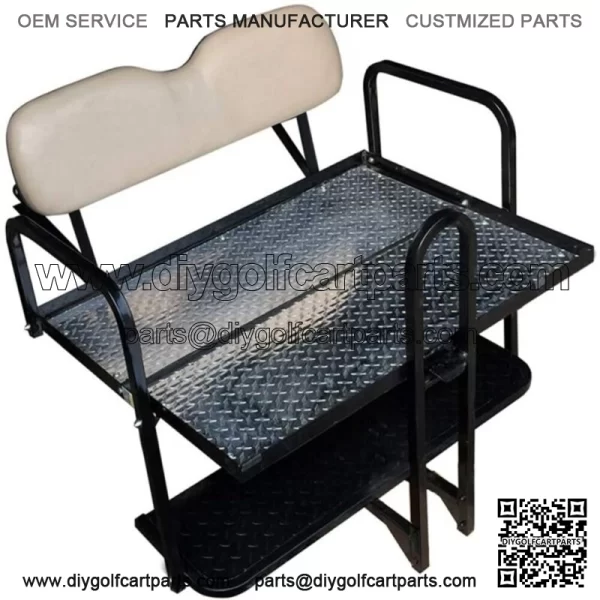 EZGO RXV 2008-2015 Golf Cart Flip Folding Rear Back Seat Kit Diamond Plate-Stone - Image 3