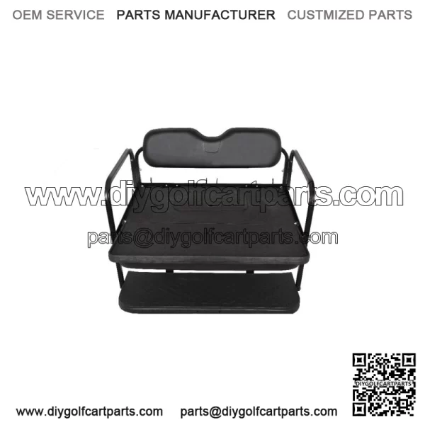 MACH3 Rear Flip Seat for Club Car DS 1982-2000.5 Golf Carts - Black Cushions - Image 3