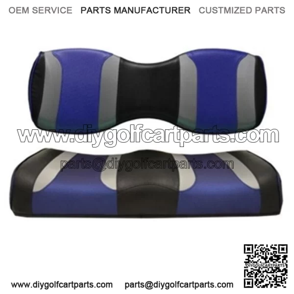 Golf Cart Rear Seat Covers for Genesis 250/300 - Black/Blue