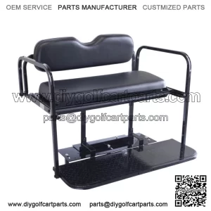 EZGO RXV Golf Cart Flip Folding Rear Back Seat Kit, 2008 & Up- Black Cushions