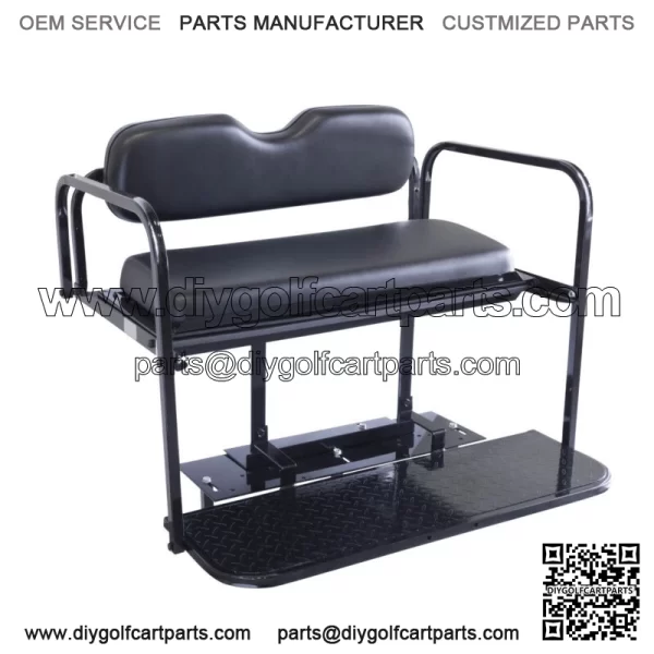 EZGO RXV Golf Cart Flip Folding Rear Back Seat Kit, 2008 & Up- Black Cushions