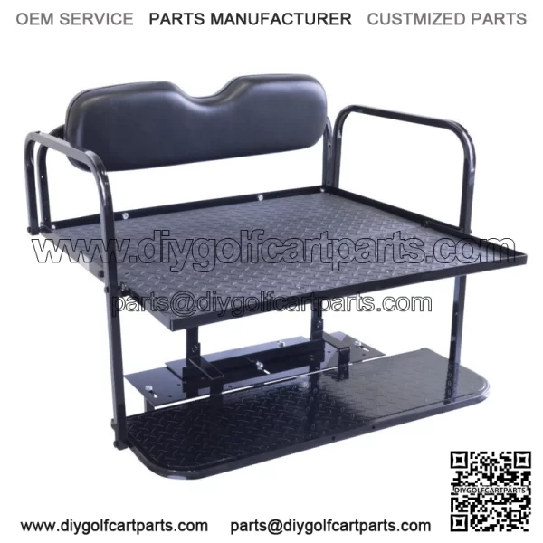 EZGO RXV Golf Cart Flip Folding Rear Back Seat Kit, 2008 & Up- Black Cushions - Image 2