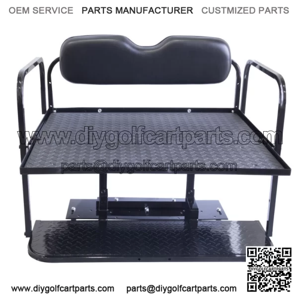 EZGO RXV Golf Cart Flip Folding Rear Back Seat Kit, 2008 & Up- Black Cushions - Image 4