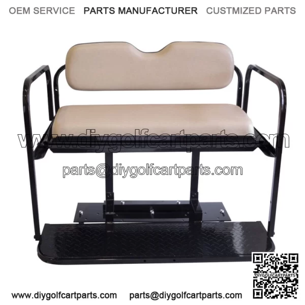 Club Car DS Golf Cart Flip Folding Rear Back Seat Kit for 2000.5-Up - Buff - Image 3