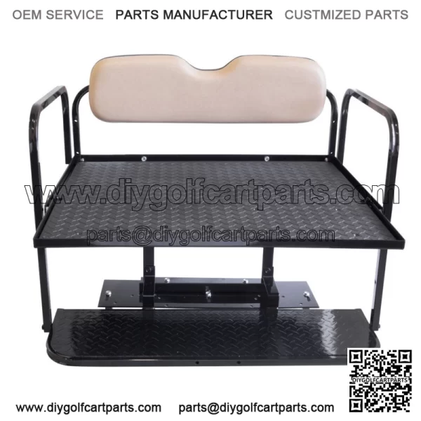 Club Car DS Golf Cart Flip Folding Rear Back Seat Kit for 2000.5-Up - Buff - Image 4
