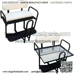 EZGO TXT T48 Golf Cart Rear Flip Back Seat Kit - Off White (Fits 2014-Up)