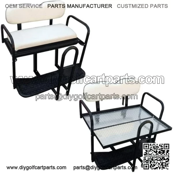 EZGO TXT T48 Golf Cart Rear Flip Back Seat Kit - Off White (Fits 2014-Up)