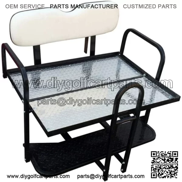 EZGO TXT T48 Golf Cart Rear Flip Back Seat Kit - Off White (Fits 2014-Up) - Image 2