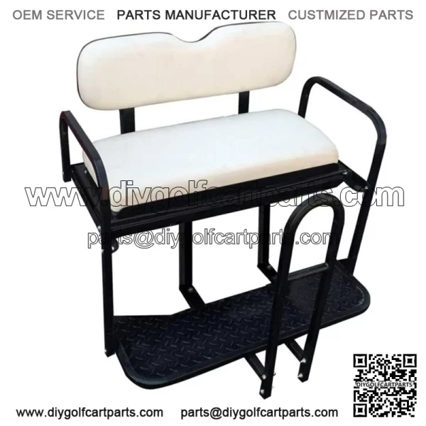 EZGO TXT T48 Golf Cart Rear Flip Back Seat Kit - Off White (Fits 2014-Up) - Image 3