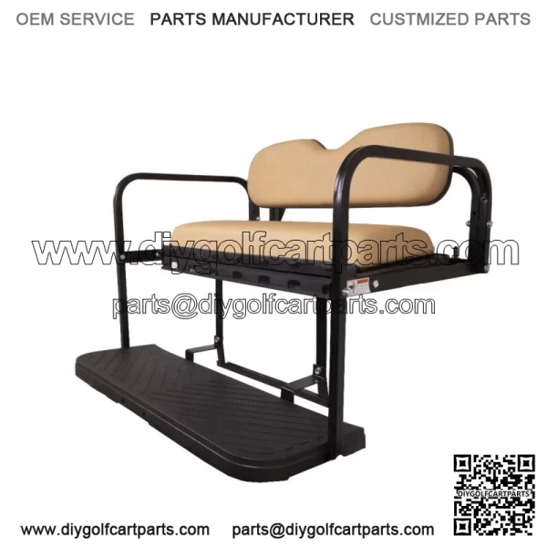 MACH3 Rear Flip Seat for EZGO TXT Golf Carts 1994.5 & Up - Tan Cushions - Image 2