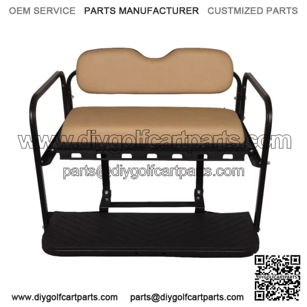 MACH3 Rear Flip Seat for EZGO TXT Golf Carts 1994.5 & Up - Tan Cushions - Image 3