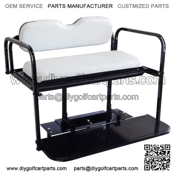 EZGO TXT Golf Cart Flip Folding Rear Back Seat Kit - Oyster White